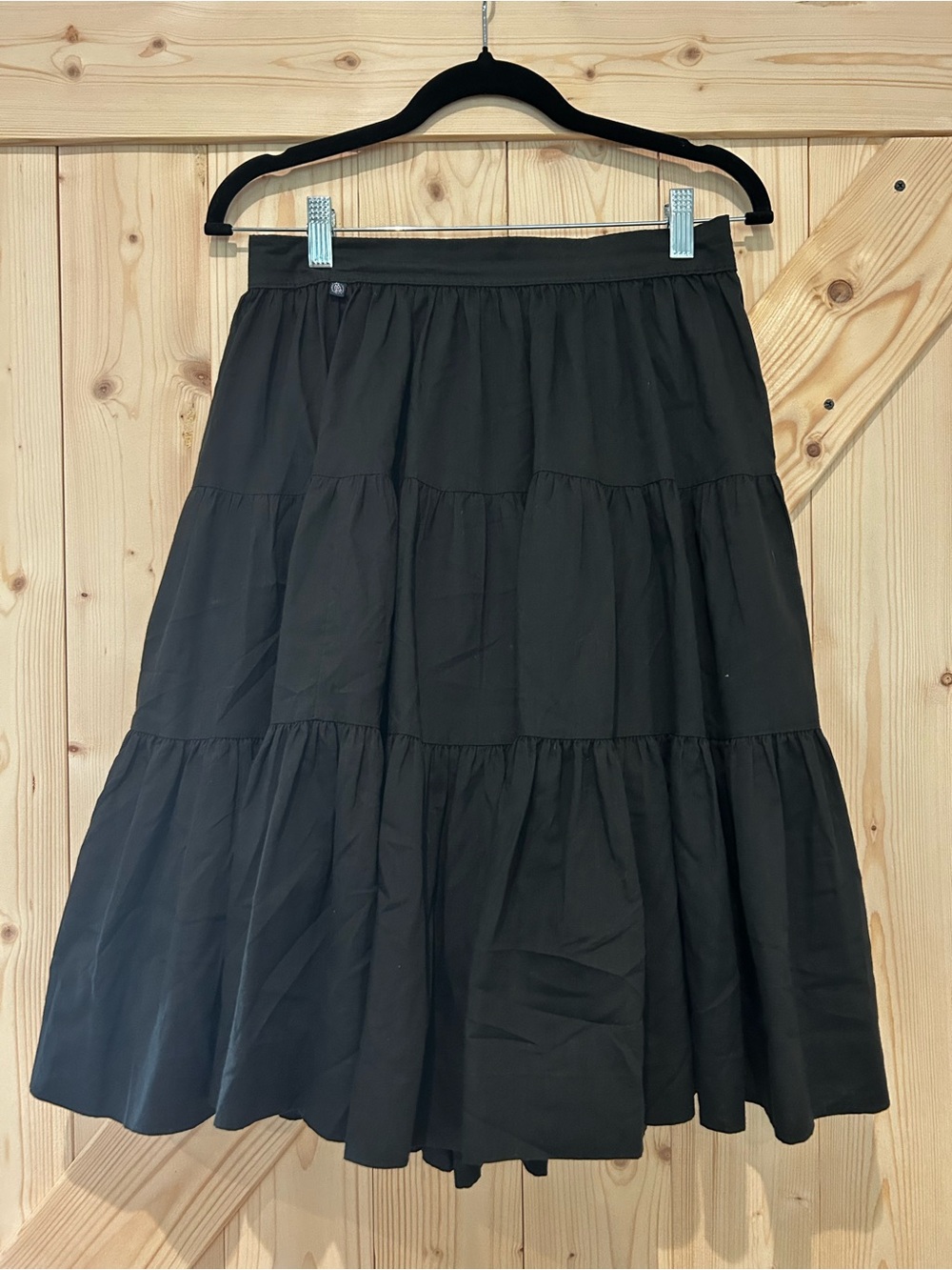 Vintage Rockmouth Ranch Wear Black Tiered Prairie Maci Midi Skirt Made in USA